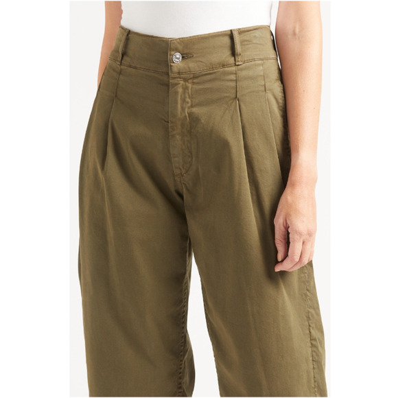 EDWIN NWT Evereve Olive Green Isla Pleated Barrel Leg Trouser Pant // 26 - Picture 3 of 15